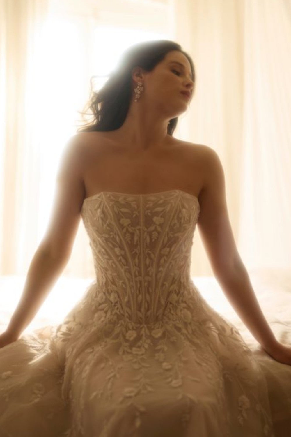 Ethereal Embroidered A-Line Wedding Dress With Basque-Waist Corset by Enaura Bridal — image 1 of 3