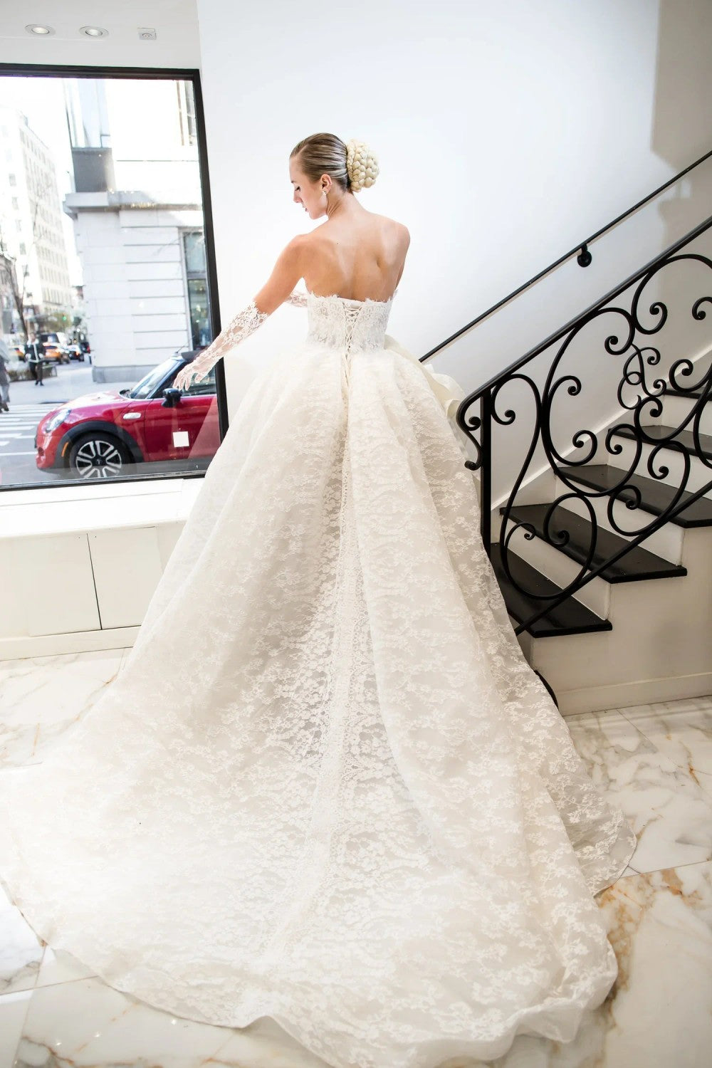 Couture Strapless Lace Ball Gown With 3D Floral by Esé Azénabor — image 2 of 2