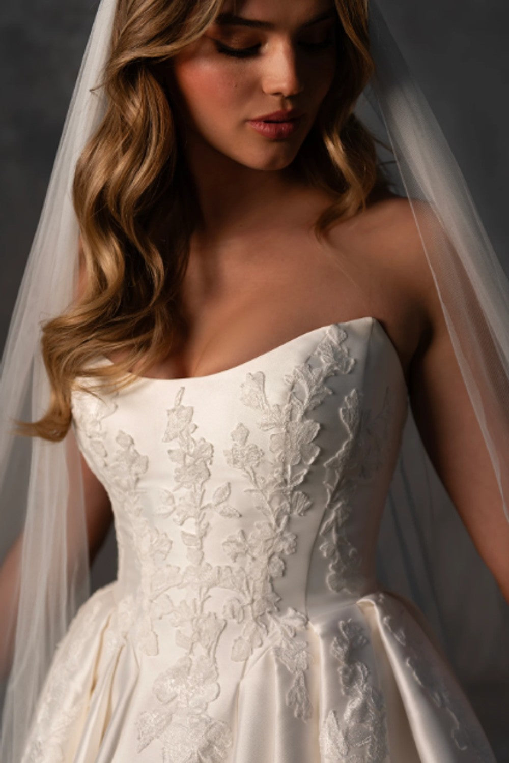 Cat-Eye Lace And Silk Ball Gown With Buttons by Essense of Australia — image 2 of 3