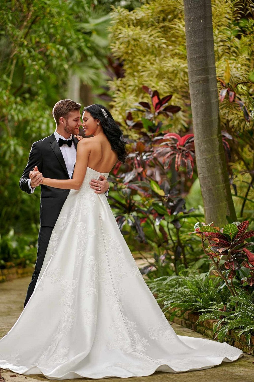 Matte Mikado Ballgown With Lace Detail by Essense of Australia — image 2 of 2