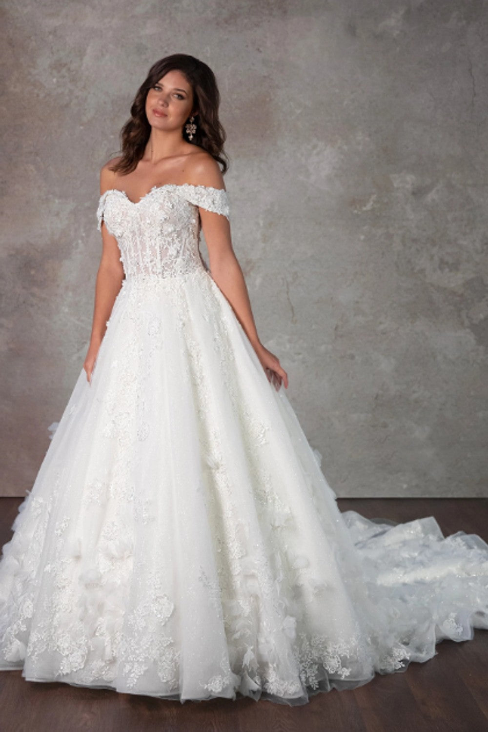 Plus-Size Romantic And Feminine 3D Floral Ball Gown by Essense of Australia — image 1 of 3