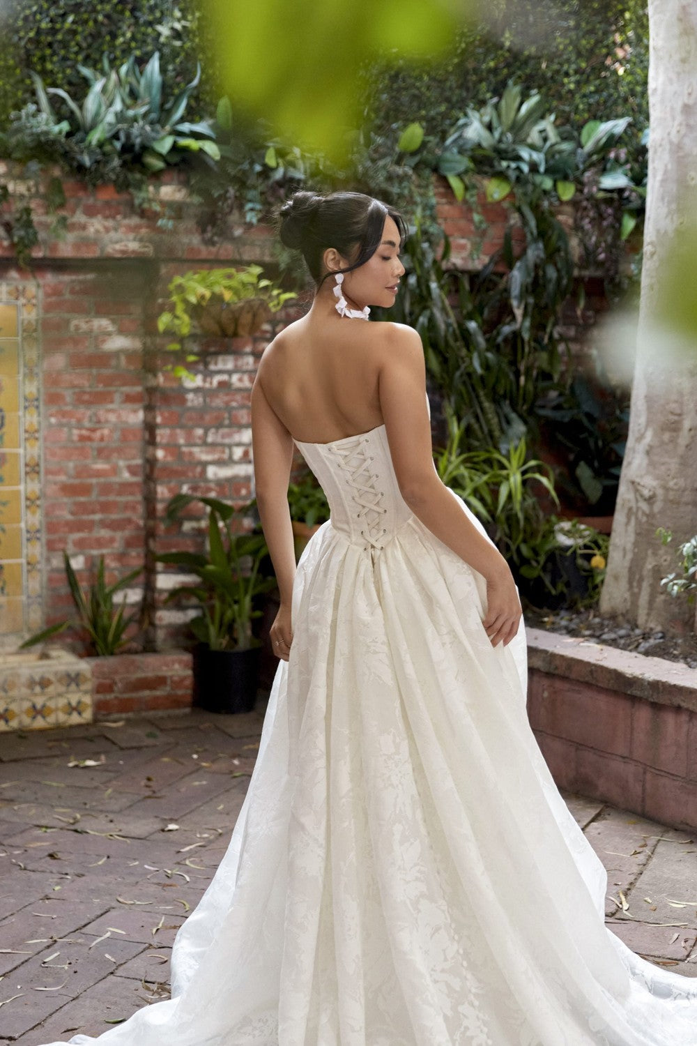 open lace back dress Ivory Eco Polyester Organza main image 0