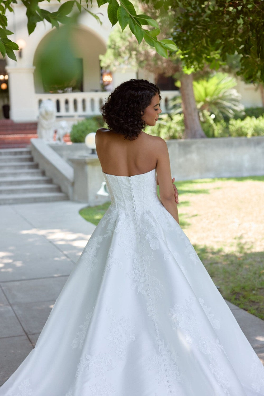 Strapless A-Line Wedding Dress With Lace Appliqué by Essense of Australia — image 4 of 4