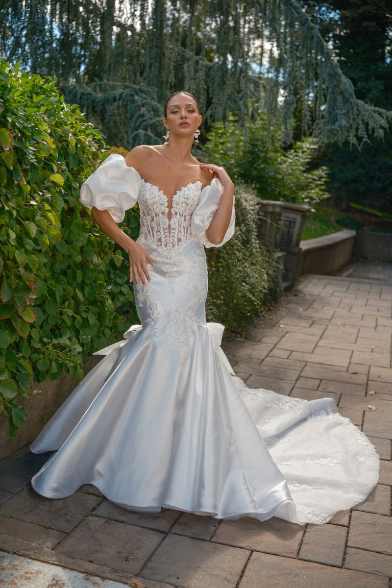Feminine Fit-and-Flare Wedding Dress