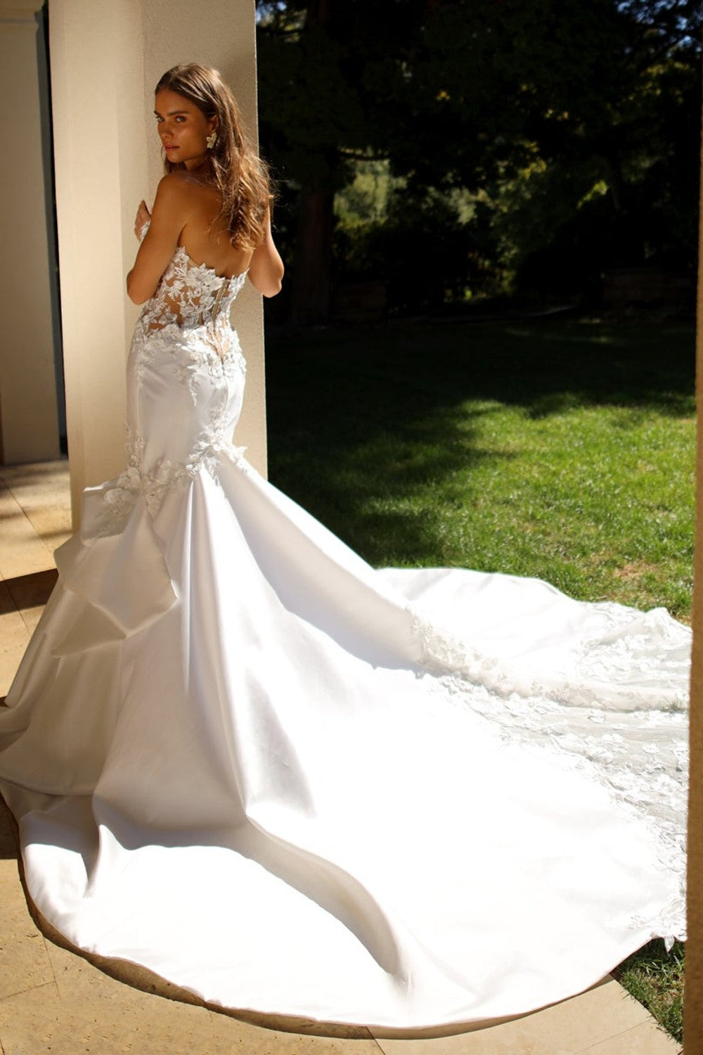 Fit And Flare Wedding Dress With Lace Bodice And Back Details by Eve of Milady — image 2 of 2
