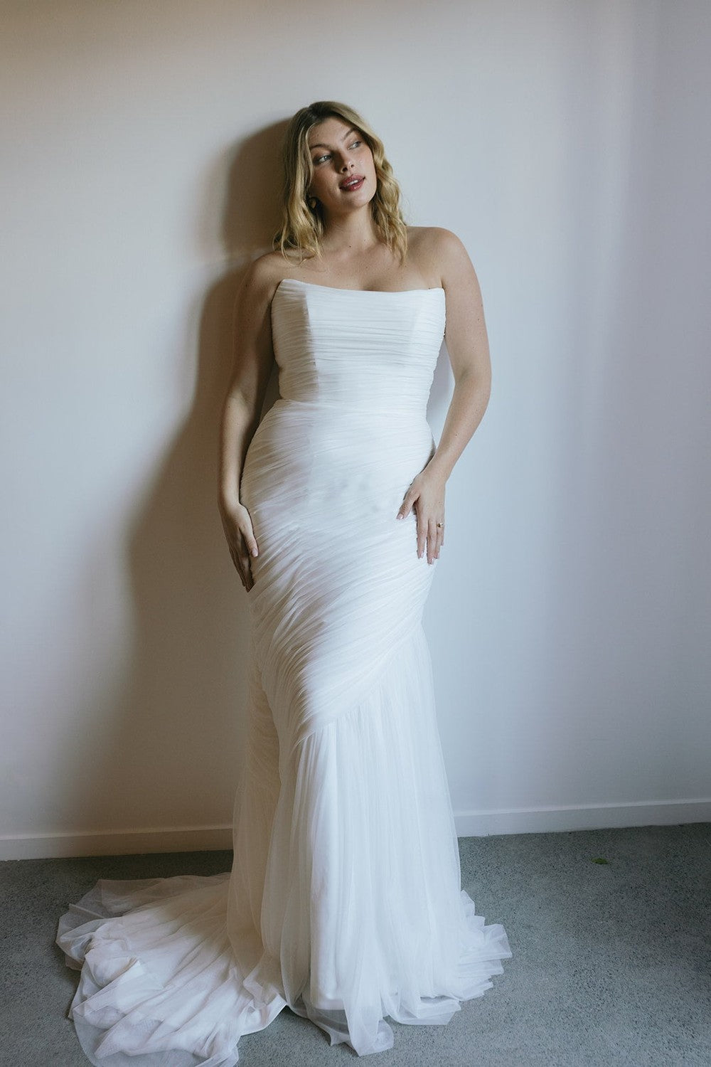 Hand‑Ruched Soft Tulle Mermaid Gown by Hera Couture — image 1 of 3