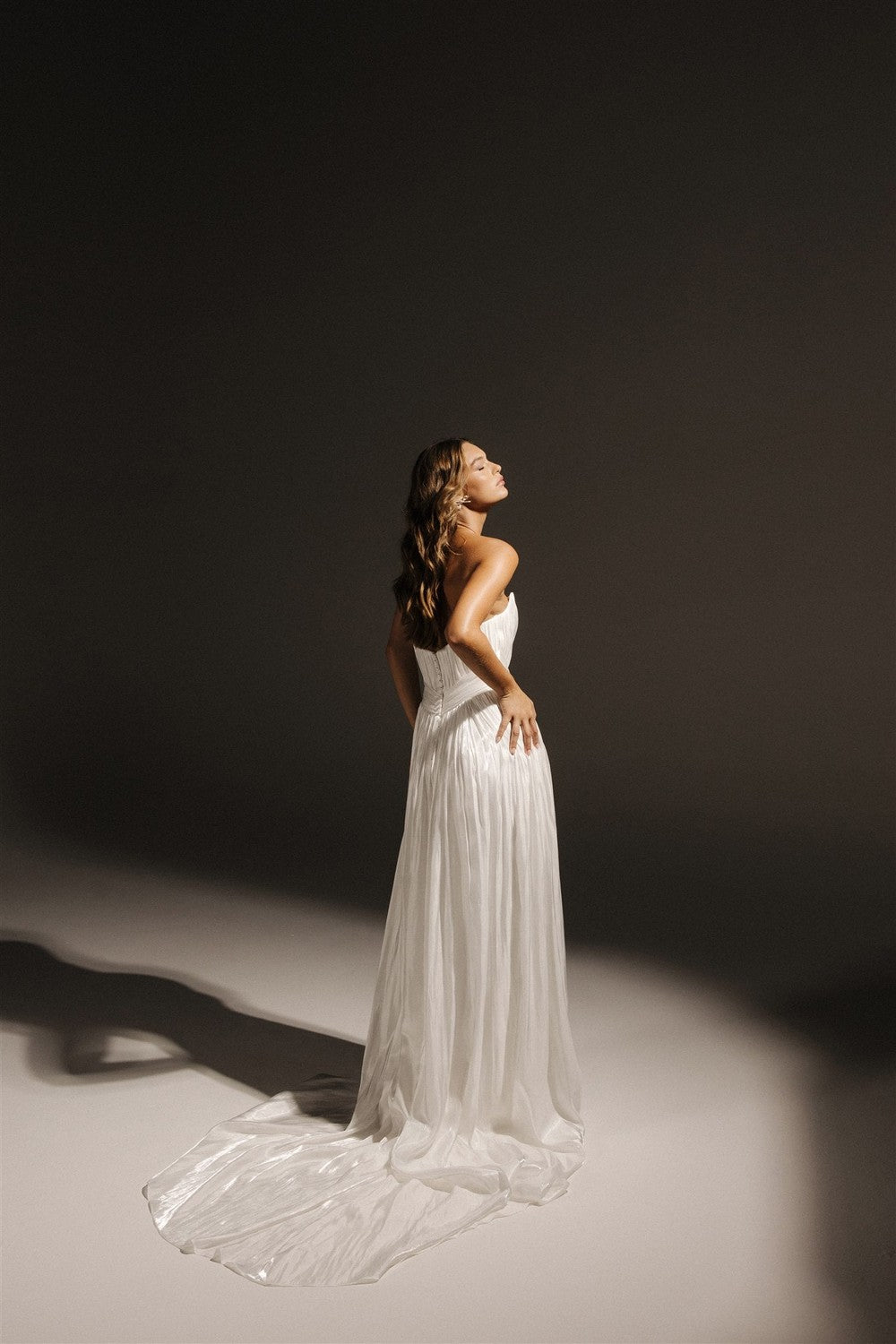 strapless open back dress Luca- Pleated Satin Silk Wedding Dress