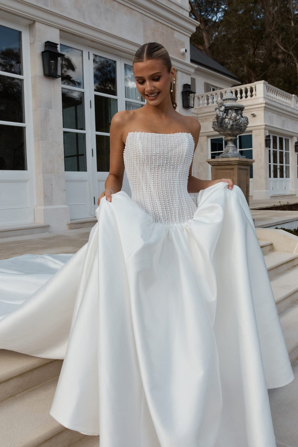 Beaded Structured Bodice Ball Gown With Drop Waist by Jane Hill — image 1 of 5