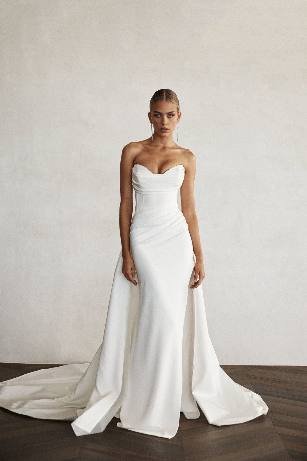 Plus-Size Simple And Modern Sheath Gown With Overskirt by Jane Hill — image 2 of 3