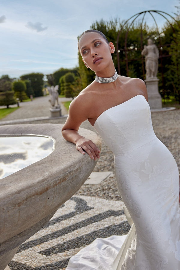 Chic Floral Fit-and-Flare Wedding Dress