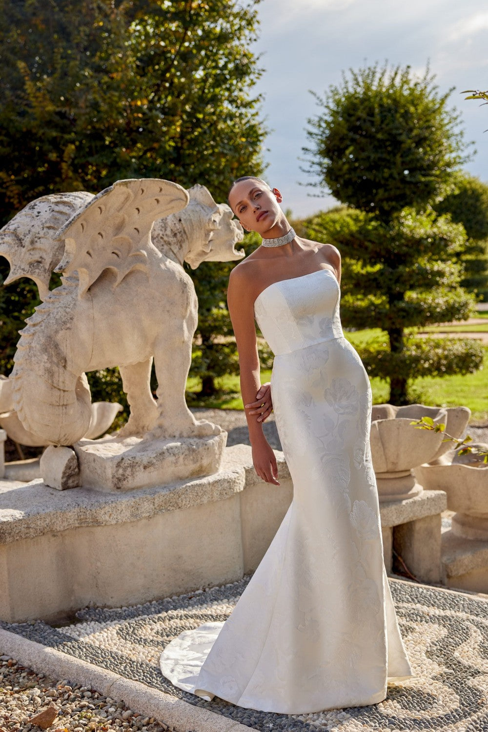 Chic Floral Fit-and-Flare Wedding Dress