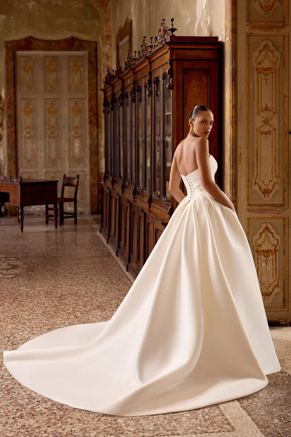Chic And Regal Silk Basque-Waist Ball Gown by Justin Alexander — image 2 of 4