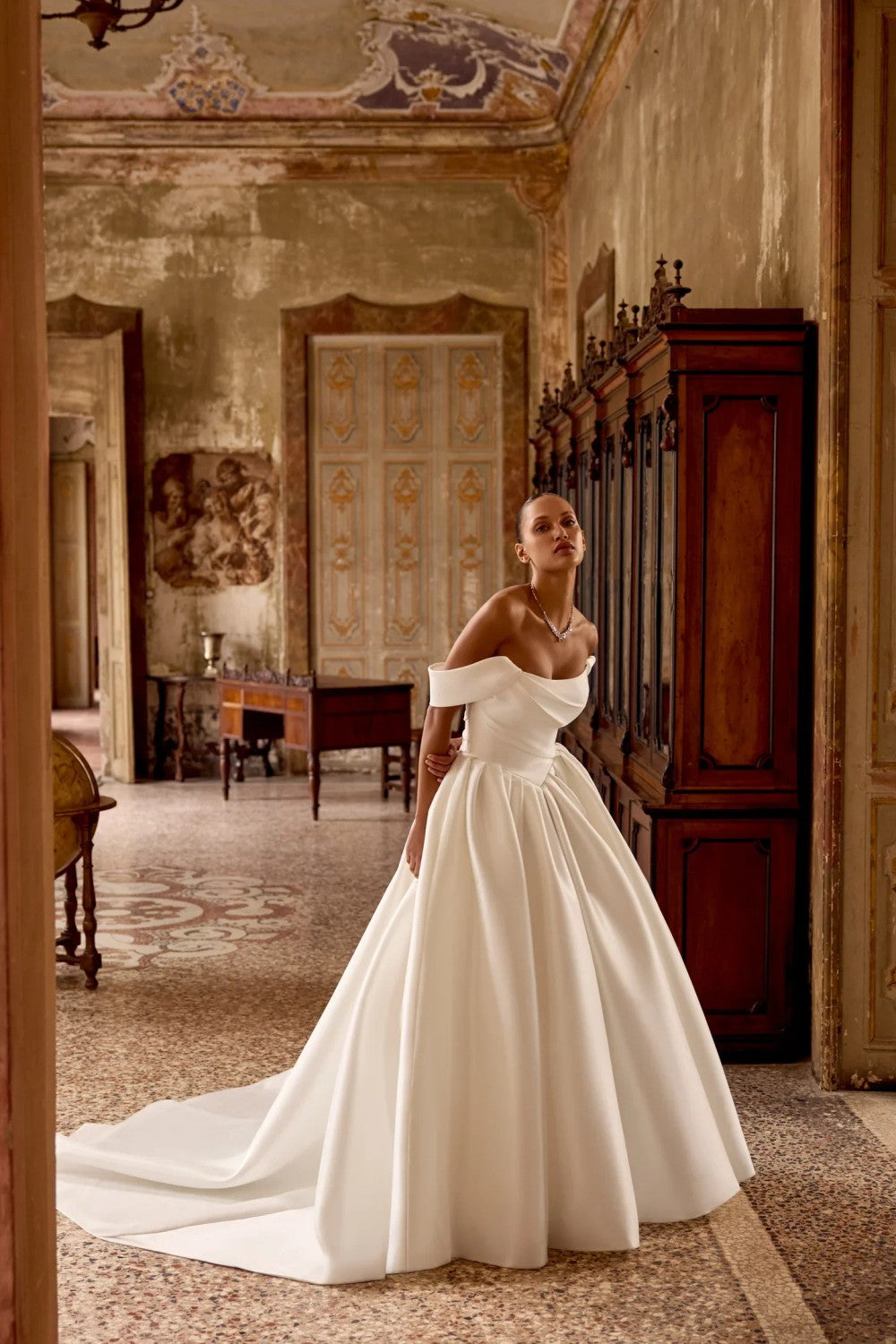Chic And Regal Silk Basque-Waist Ball Gown by Justin Alexander — image 3 of 4