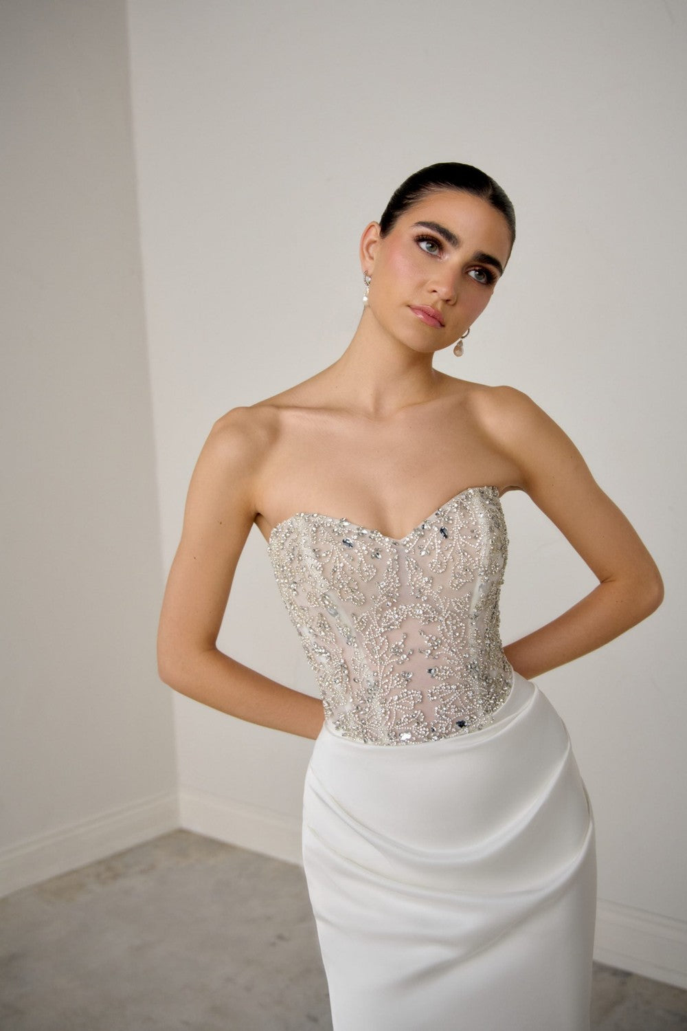 Strapless Embellished Silk Fit-And-Flare Wedding Dress by Justin Alexander Signature — image 2 of 4