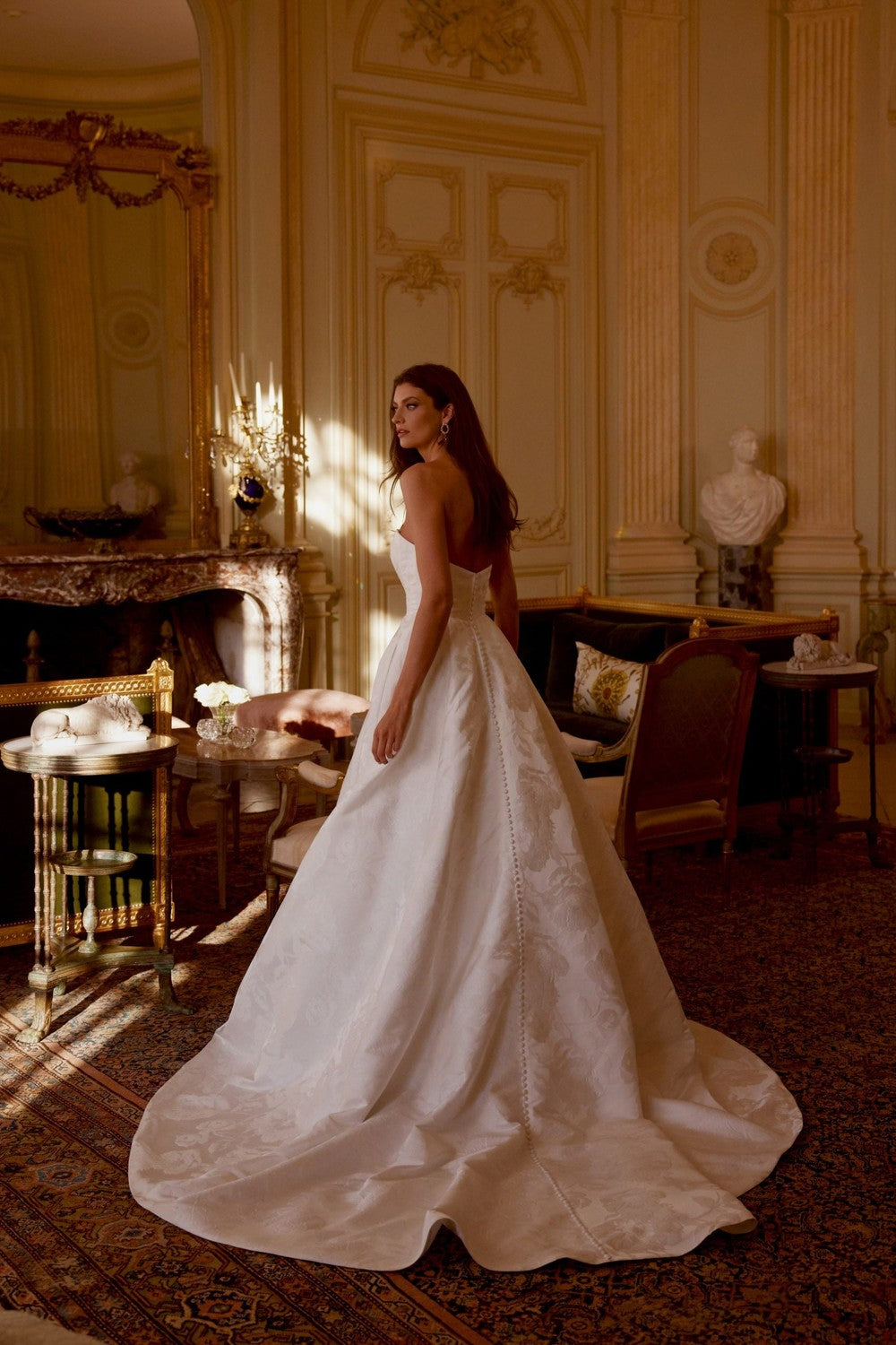 Timeless Floral Jacquard A-Line Wedding Dress With Buttons by Justin Alexander Signature — image 2 of 2
