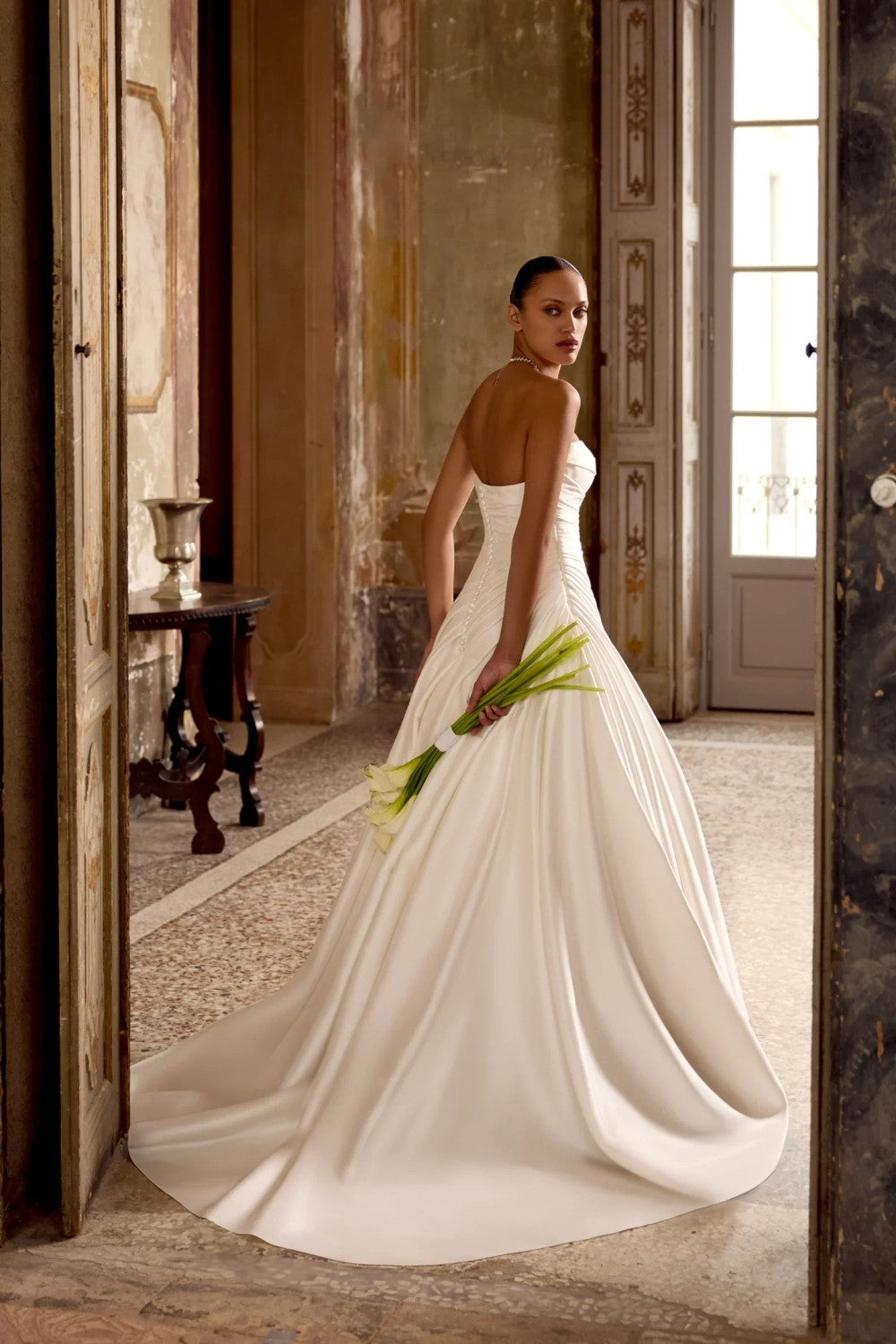 Sleek A-line Wedding Dress With Structured Draping | Kleinfeld Bridal