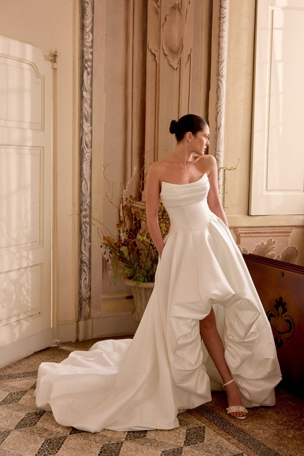 Strapless Silk Ball Gown With High-Low Bubble Hem by Justin Alexander — image 2 of 5