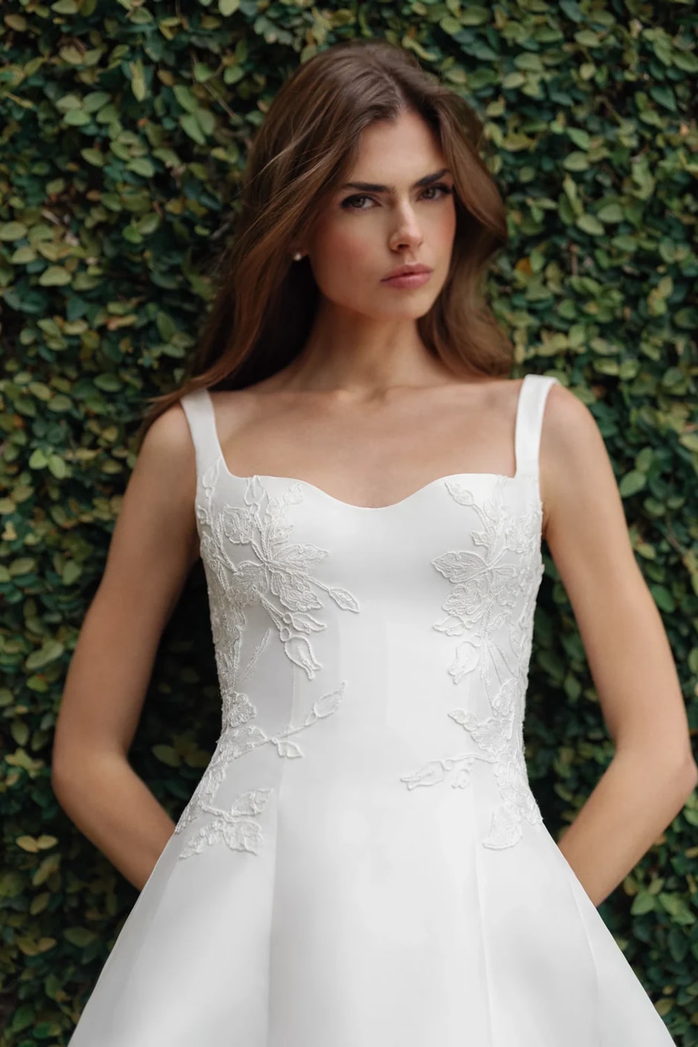 Classic A-Line Wedding Dress with Floral Embroidered Appliqués by Anne Barge — image 2 of 3