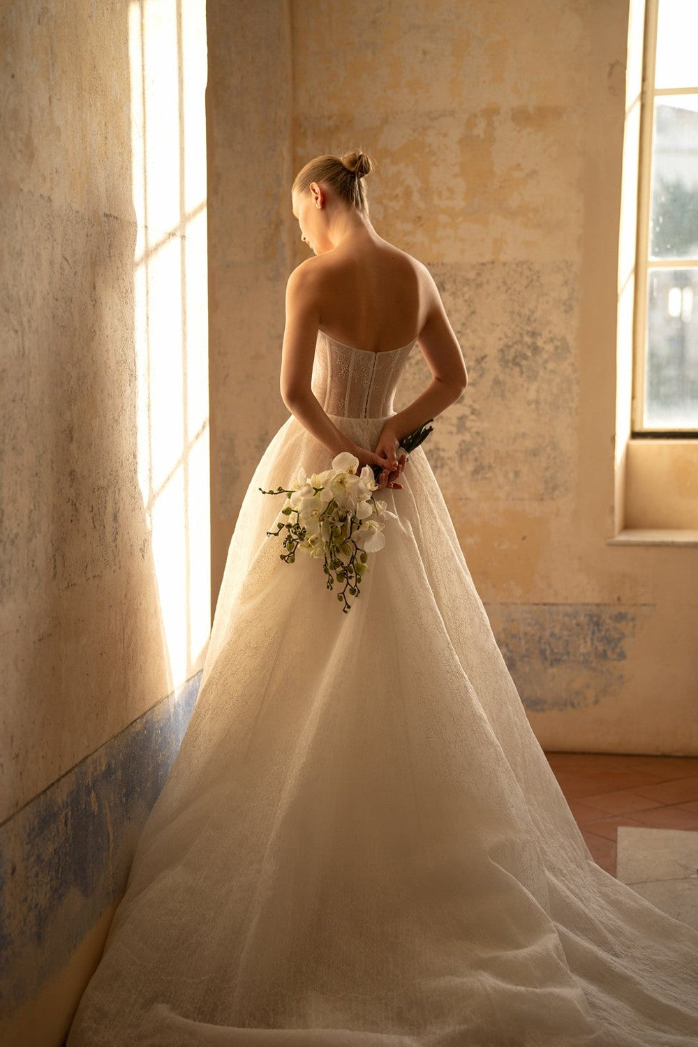 Chic Lace And Tulle Plissé Ball Gown With Detachable Neck Scarf by Lee Petra Grebenau — image 2 of 2