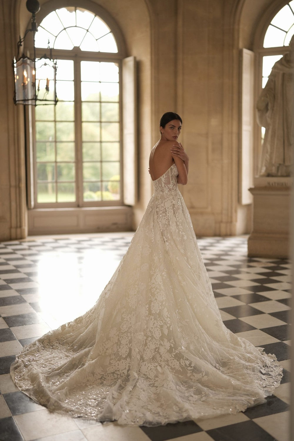 Romantic Floral Embroidered A-Line Wedding Dress With Topper by Lee Petra Grebenau — image 2 of 2