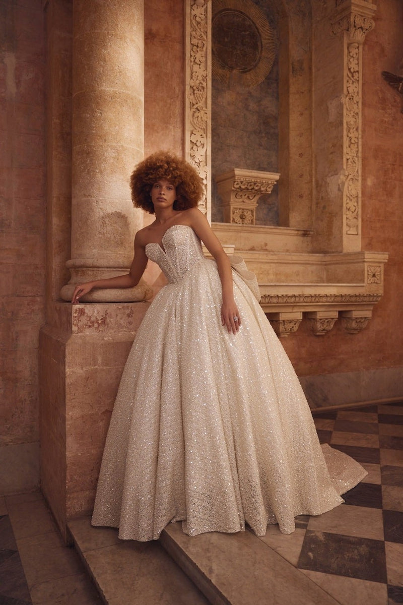 Corset Embellished Ball Gown With Bow
