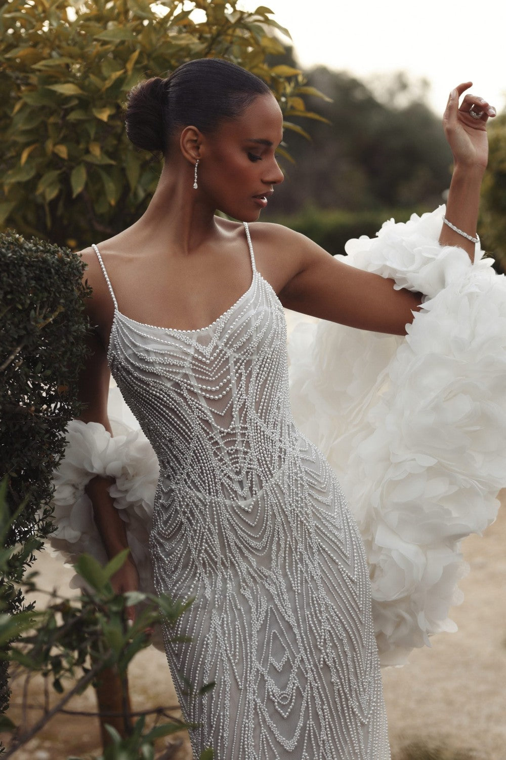 Glamorous Pearl-Embellished Sheath Wedding Dress by Love by Pnina Tornai — image 2 of 3
