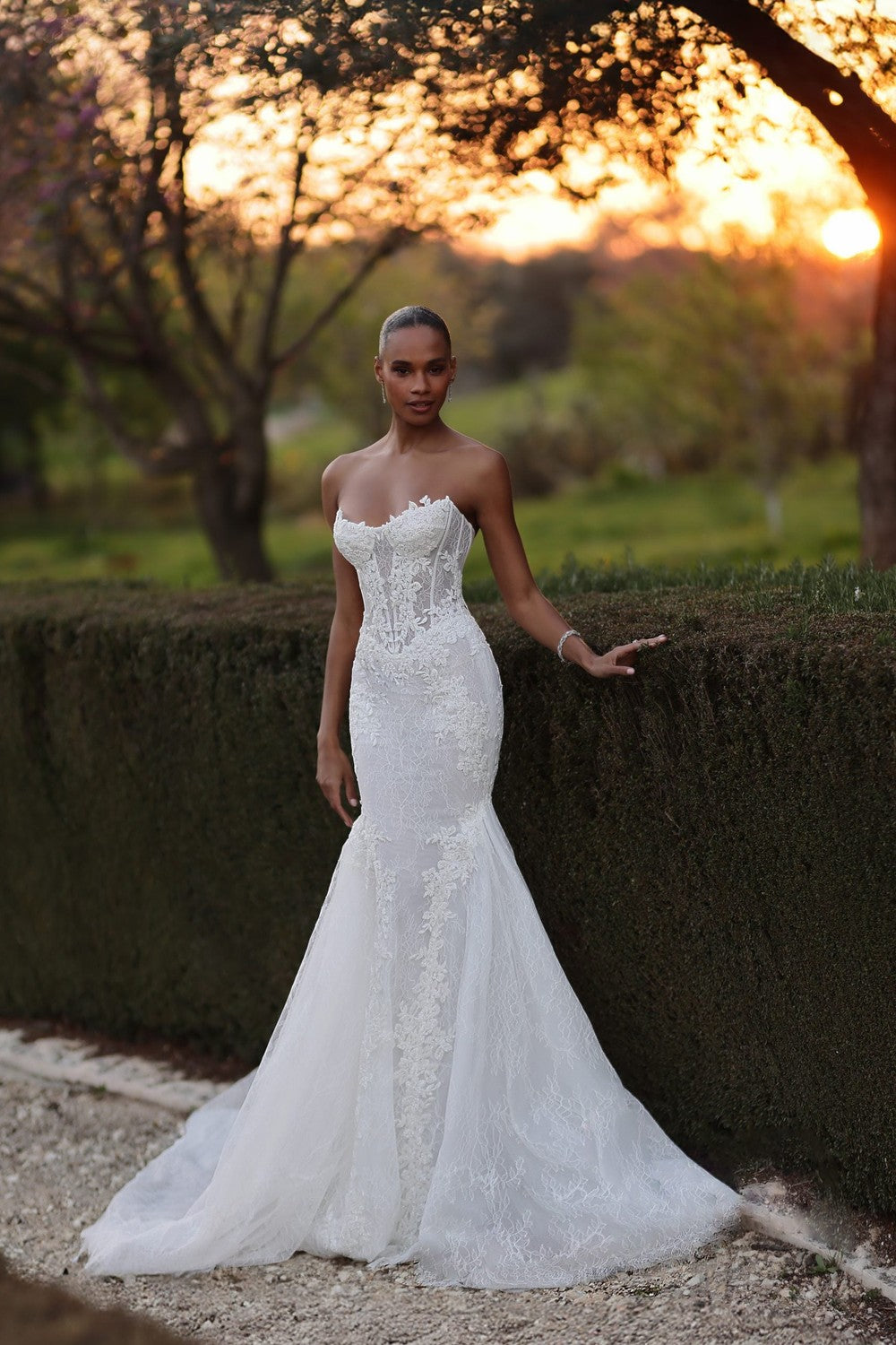 Romantic Lace Fit-And-Flare Wedding Dress With  Detachable Bolero by Love by Pnina Tornai — image 1 of 2