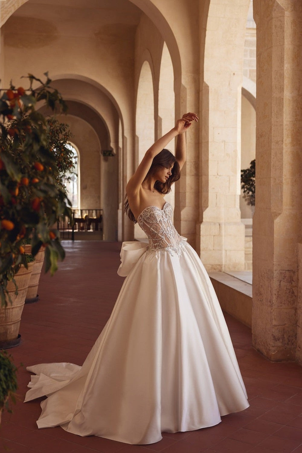 expensive formal dresses Strapless Crystal-Embellished Satin Ball Gown With Bow imagefix-20260423 and you can get Sleeping Beauty Princess Aurora Color:166 Acacia