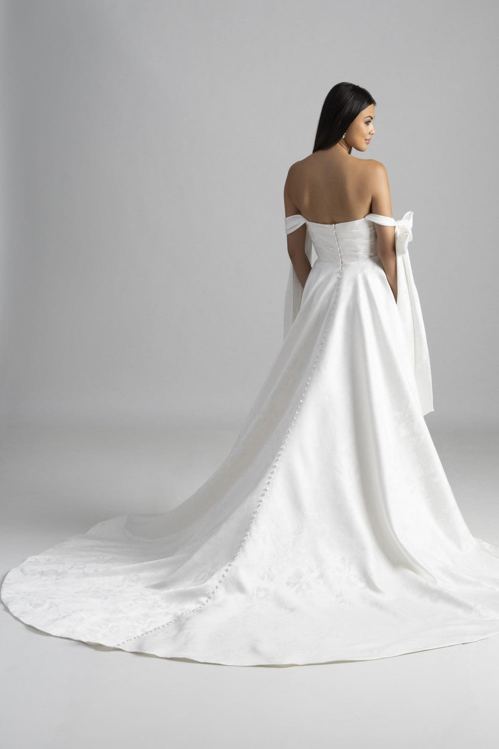 Floral Jacquard A-Line Wedding Dress With Detachable Straps by Madison James — image 2 of 2