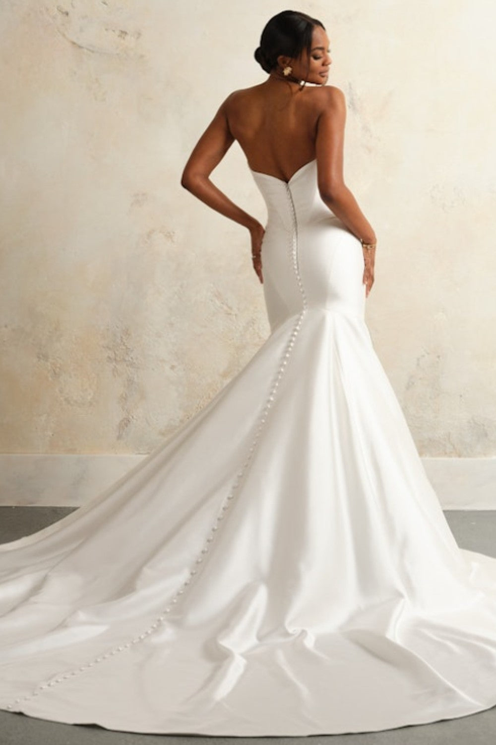 Classic Satin Fit-And-Flare Wedding Dress With Detachable Train by Maggie Sottero — image 2 of 3