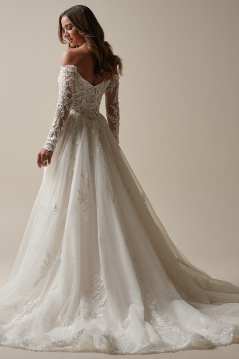 Plus-Size Embellished A-Line Wedding Dress With Off-the-Shoulder Long Sleeves by Maggie Sottero — image 2 of 2