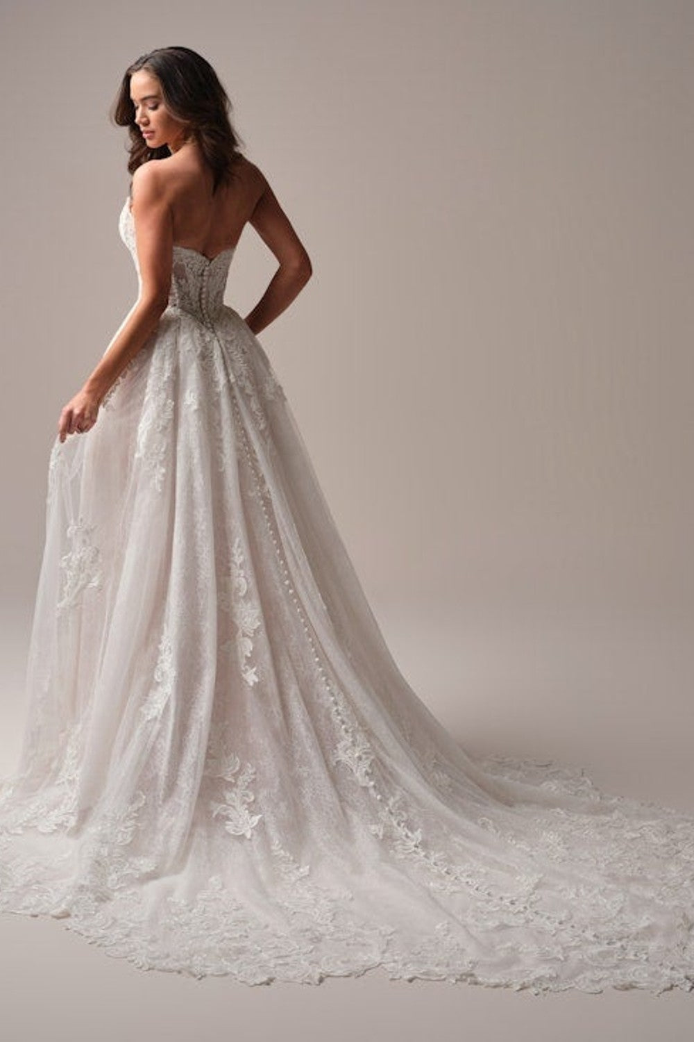 Glamorous And Sparkly Basque-Waist A-Line Wedding Dress With Slit by Maggie Sottero — image 5 of 5