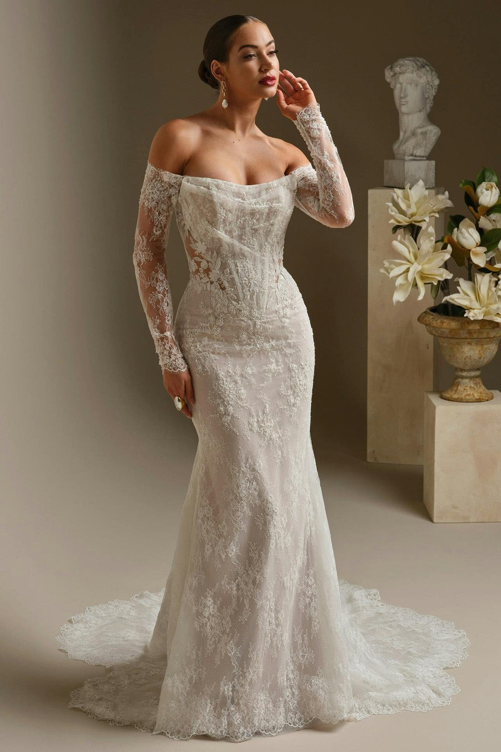 Plus-Size Modern And Unique Sheath Wedding Dress With Detachable Overskirt by Maggie Sottero — image 5 of 7
