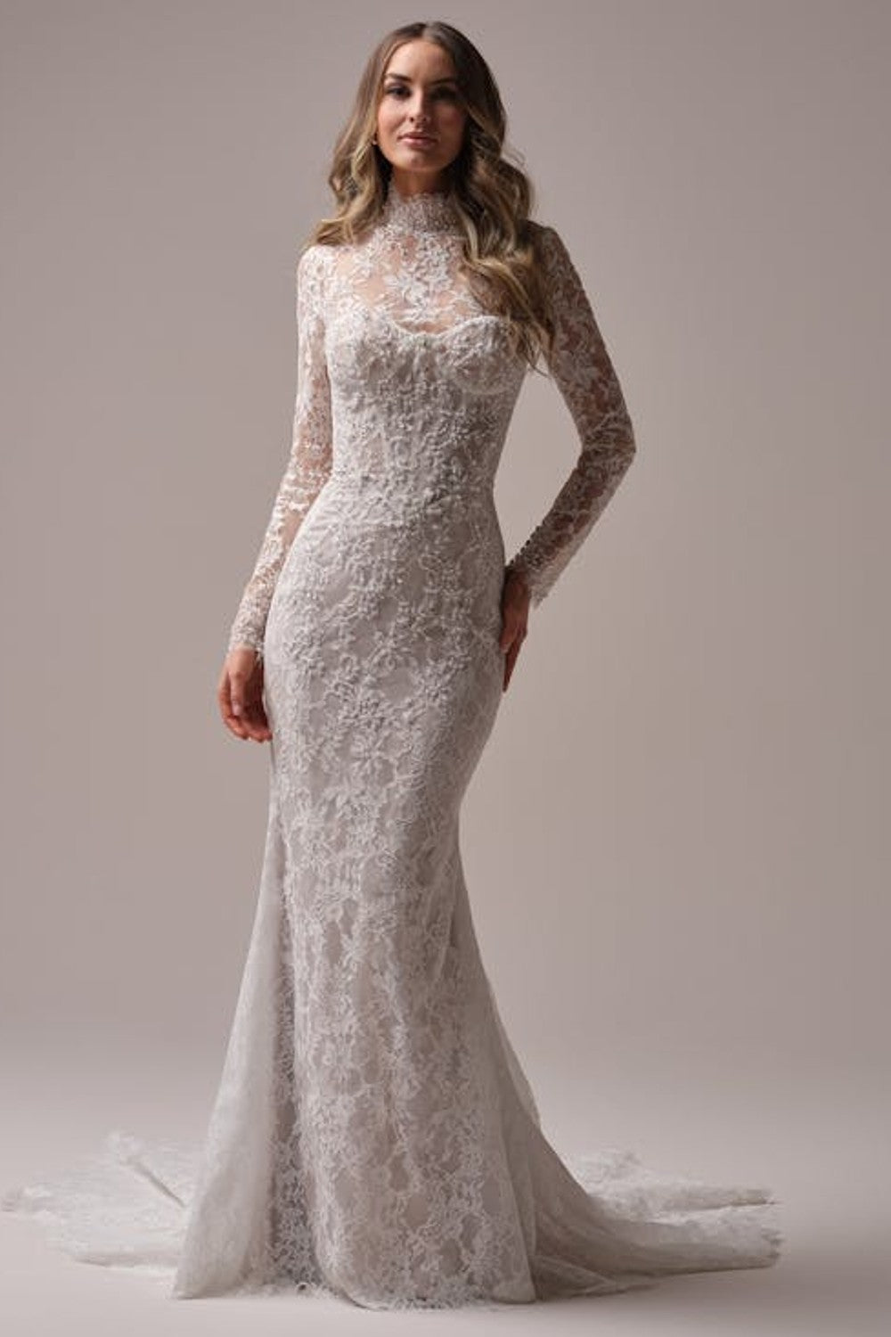 sparkly fit and flare dress Sparkly Lace Two-Piece Fit-And-Flare Wedding Dress With Buttons main image 1