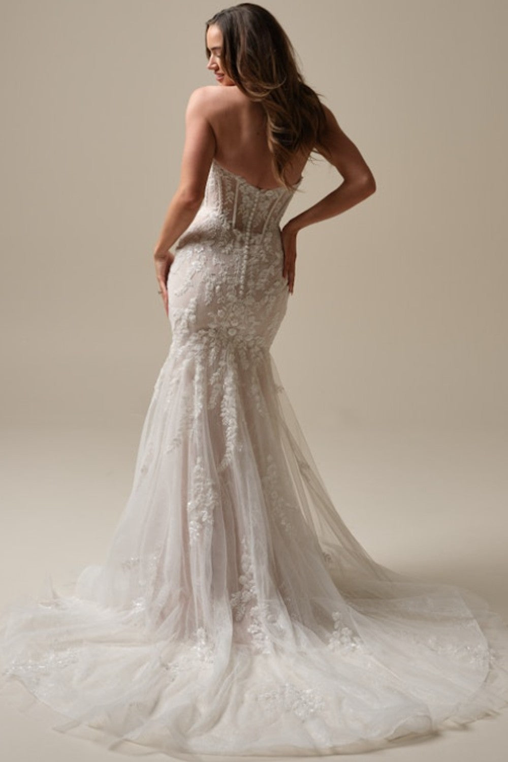 Romantic And Modern Embellished Floral Fit-and-Flare Wedding Dress by Maggie Sottero — image 2 of 4