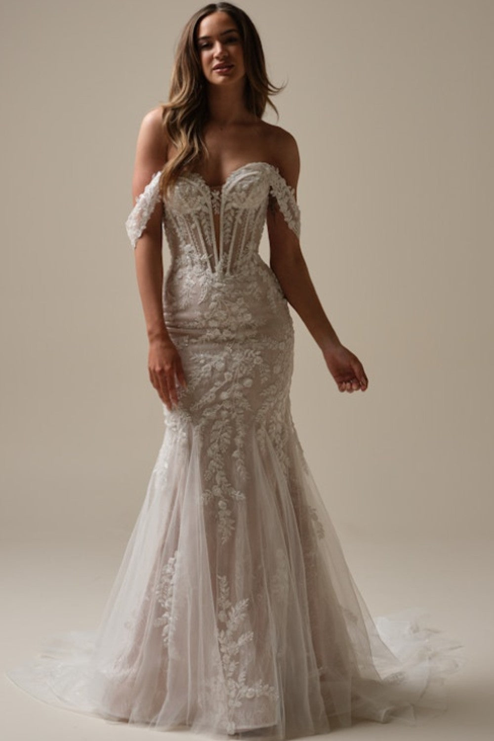 Romantic And Modern Embellished Floral Fit-and-Flare Wedding Dress by Maggie Sottero — image 3 of 4