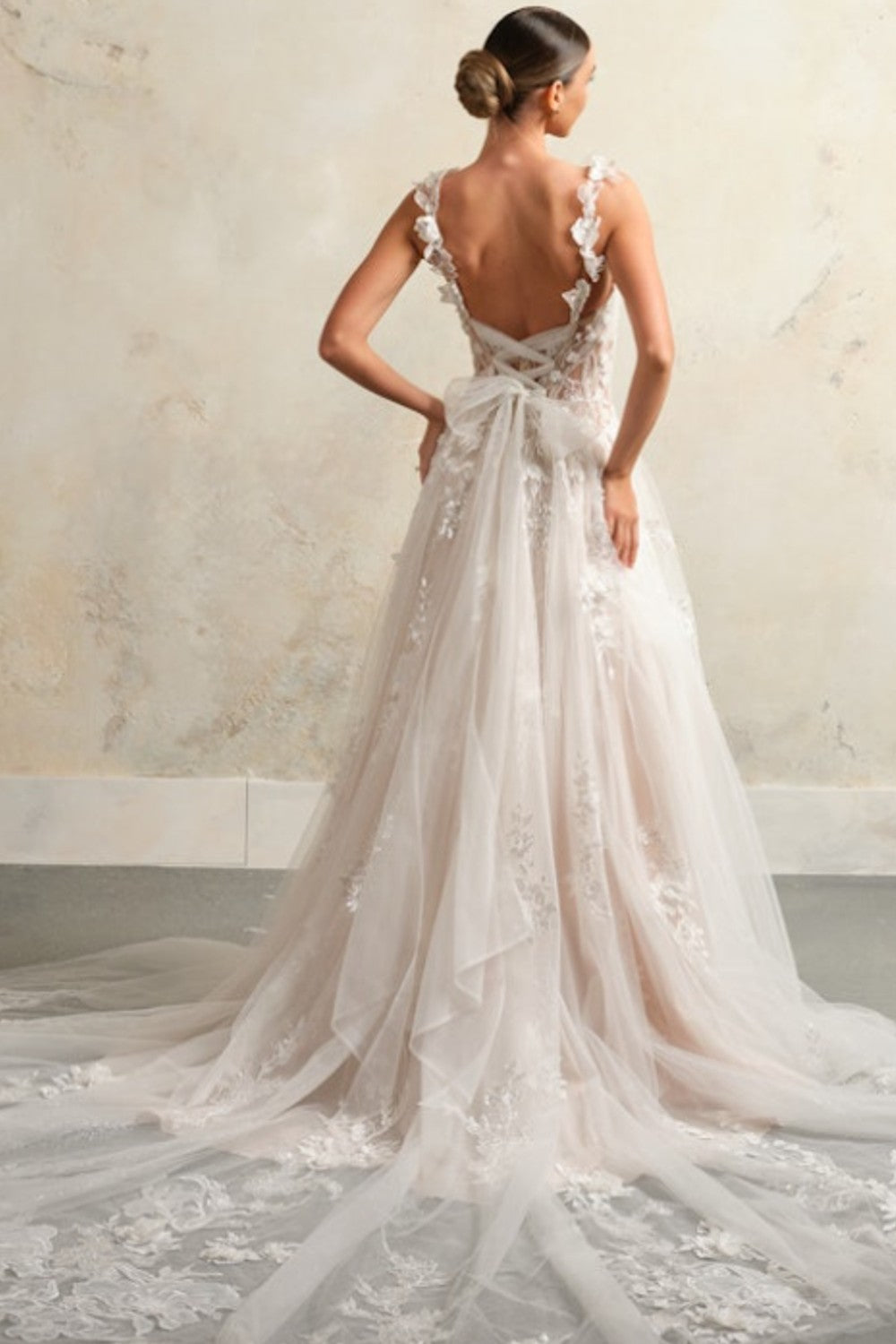 Sparkly 3D Floral A-Line Wedding Dress With Slit by Maggie Sottero — image 2 of 3