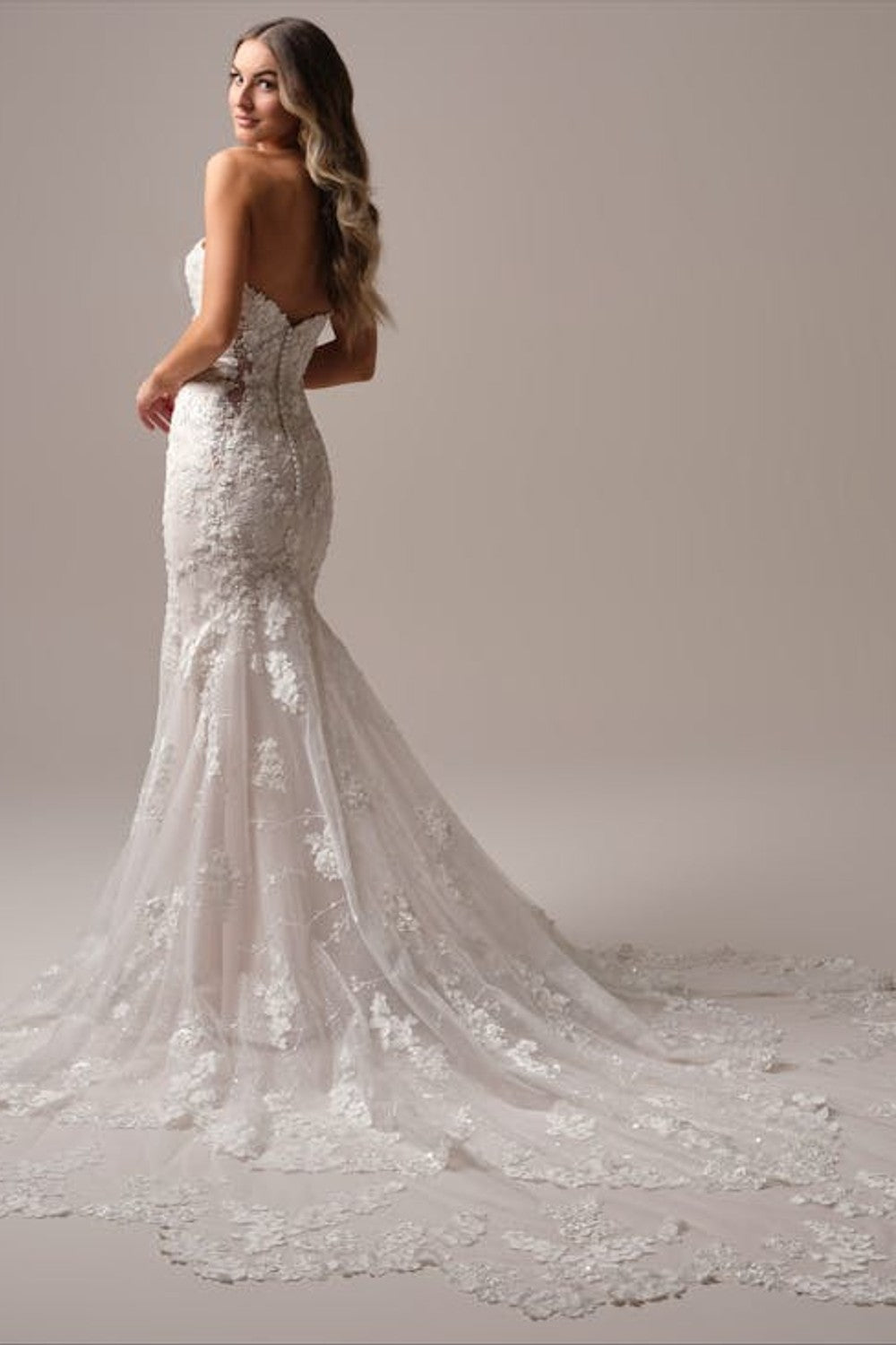 Strapless Floral-Embroidered Fit-And-Flare Wedding Dress With Buttons by Maggie Sottero — image 2 of 4