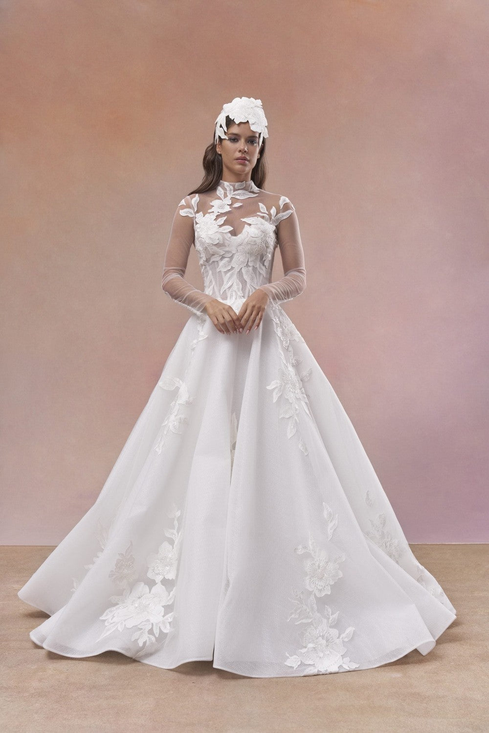 Floral‑Adorned A‑Line Wedding Dress by Maria Farbinni — image 2 of 4