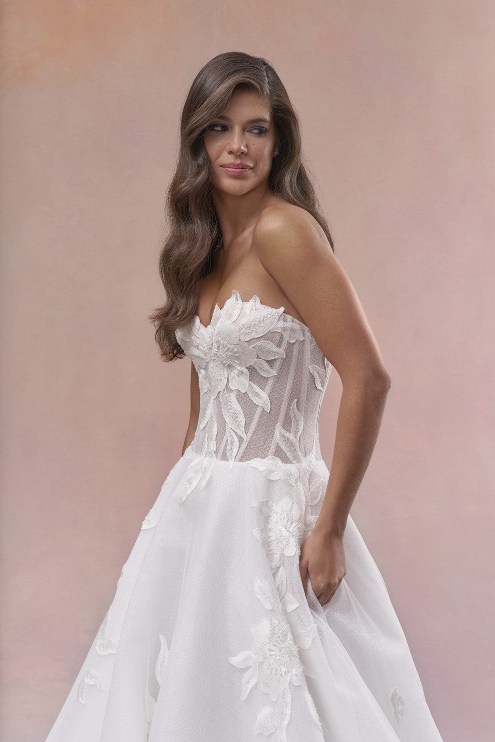 Floral‑Adorned A‑Line Wedding Dress by Maria Farbinni — image 3 of 4