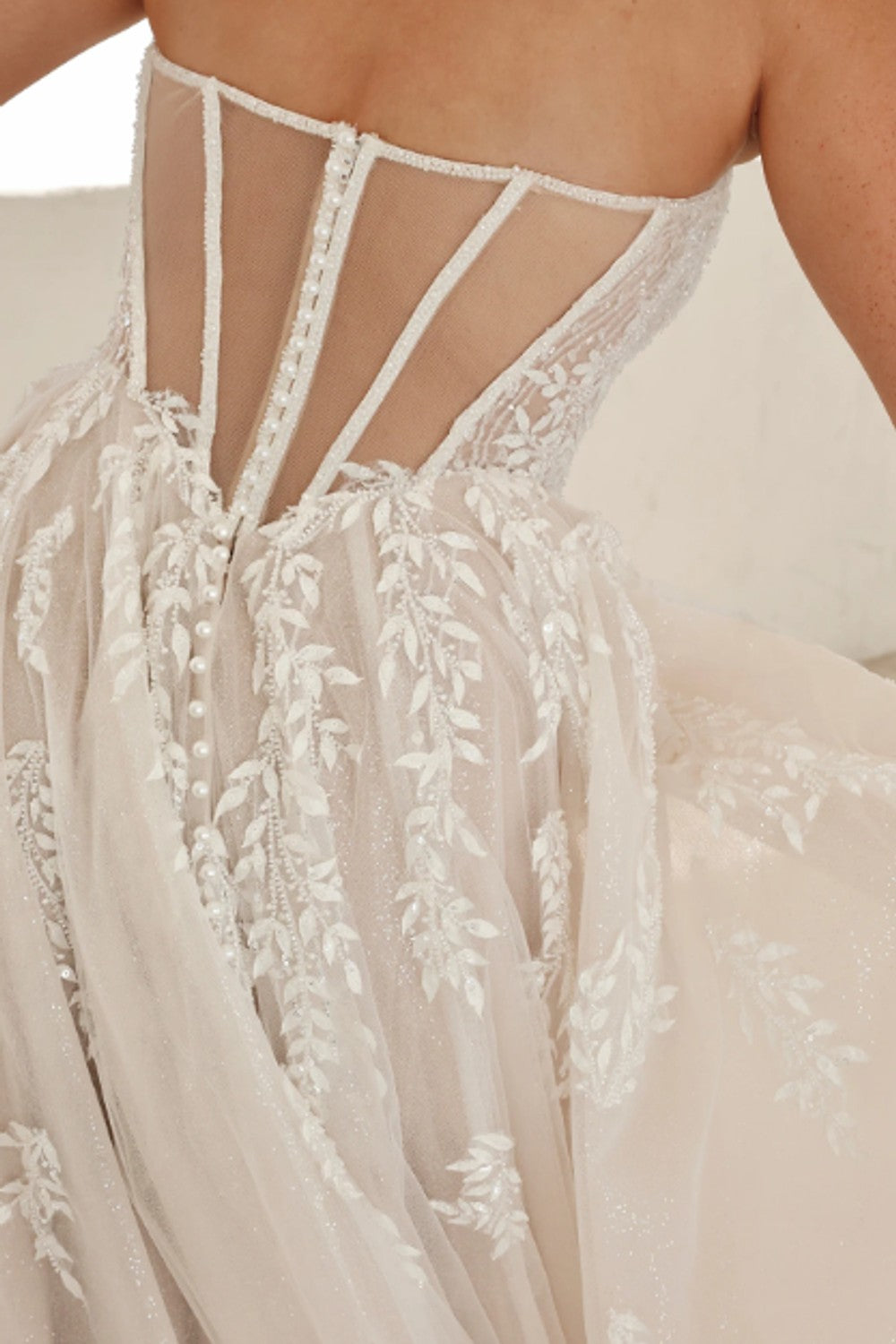 Plus-Size Ethereal and Feminine Strapless A-Line Dress With Buttons by Martina Liana — image 2 of 3