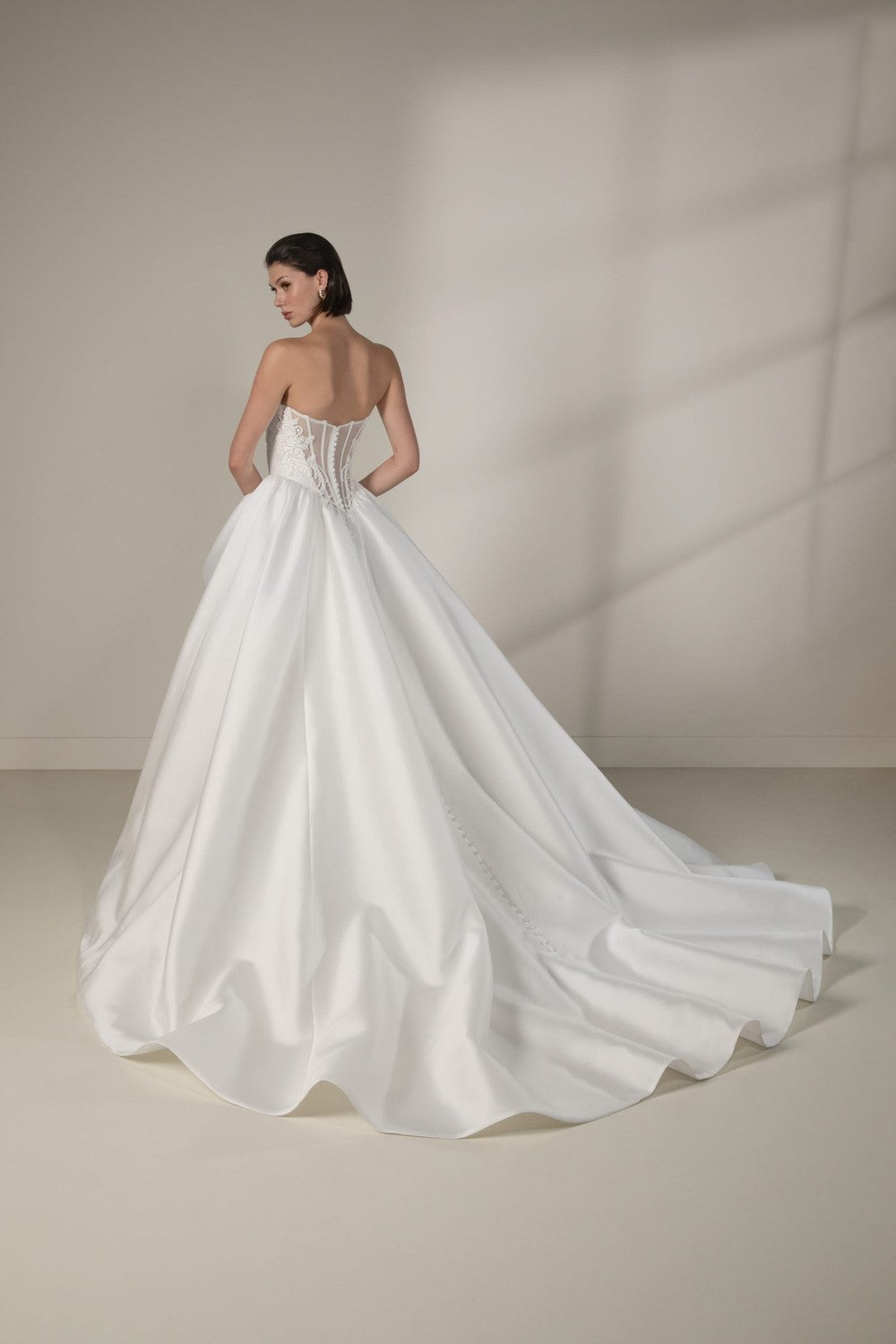Dramatic And Couture Silk Basque-Waist Ball Gown With Buttons by Martina Liana Luxe — image 2 of 2
