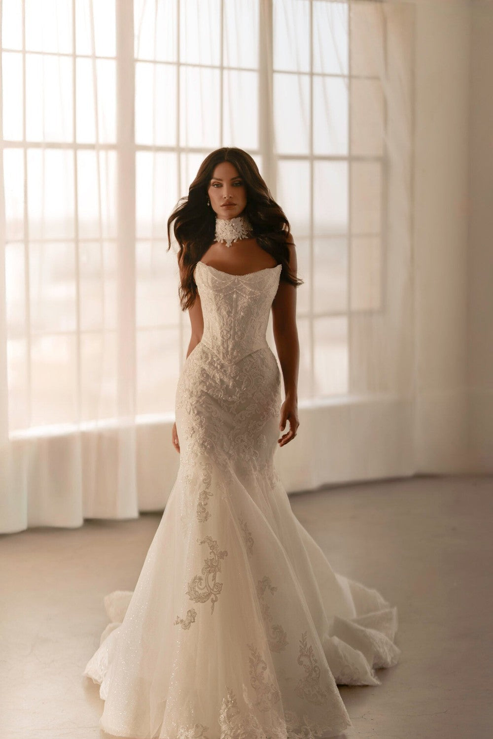 Sparkly Lace Two-Piece Fit-And-Flare Wedding Dress With Buttons | Kleinfeld Bridal Sparkly Lace Two-Piece Fit-And-Flare Wedding Dress With Buttons | Kleinfeld Bridal
