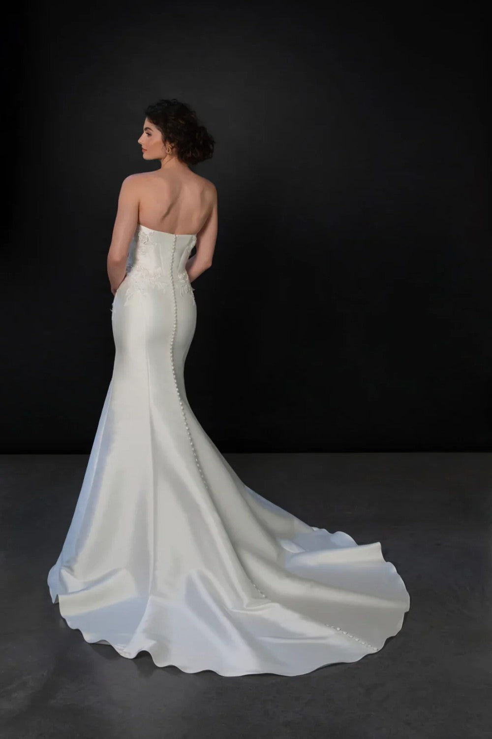 3D Floral Silk Fit-And-Flare Wedding Dress With Detachable Overskirt by Martina Liana — image 3 of 5