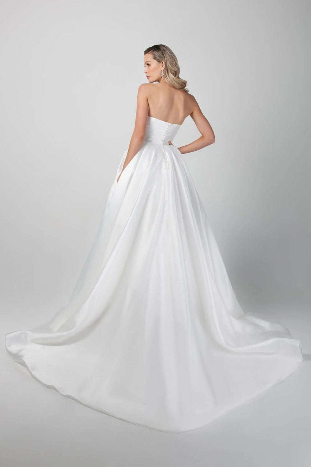 Chic And Simple Strapless Ball Gown With Buttons by Michelle Roth — image 2 of 2