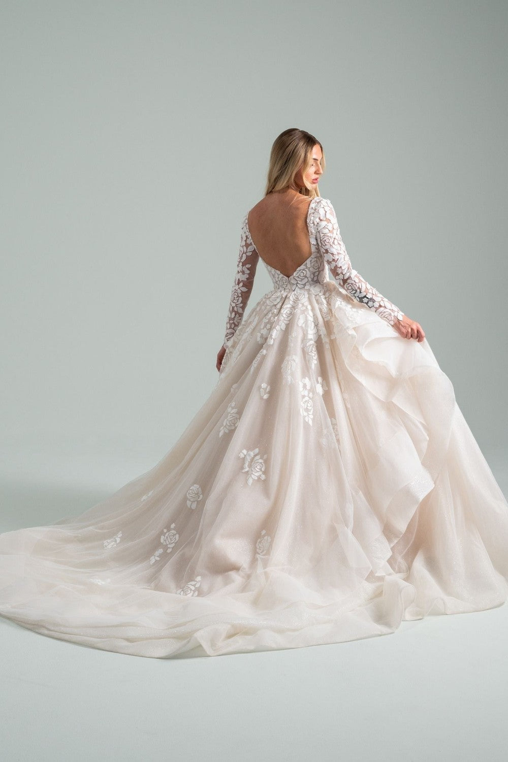 Modern And Romantic Long Sleeve Floral Ball Gown by Hayley Paige — image 2 of 2