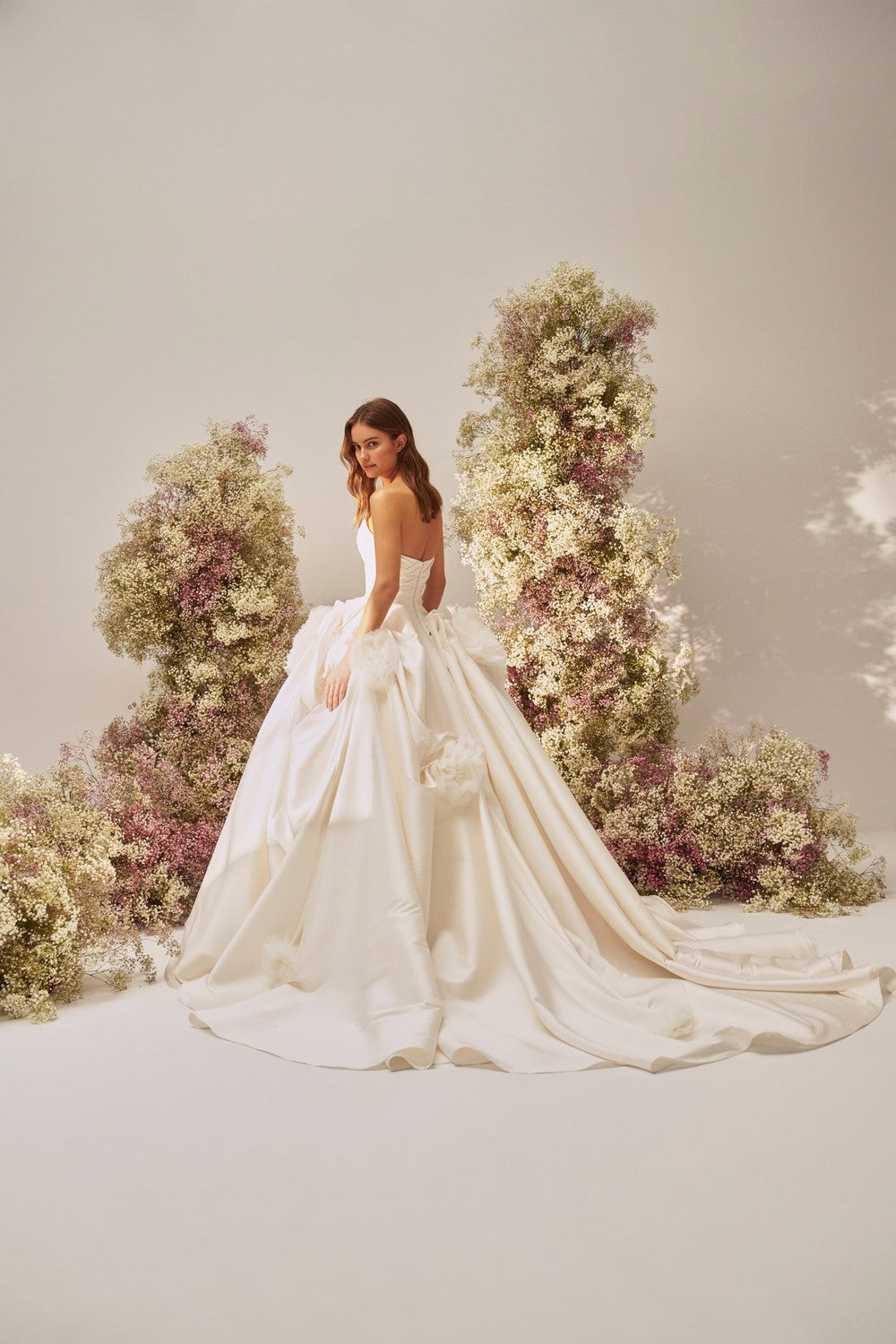 Chic And Dramatic Structural Ball Gown With Rosettes by Nicole + Felicia — image 2 of 2