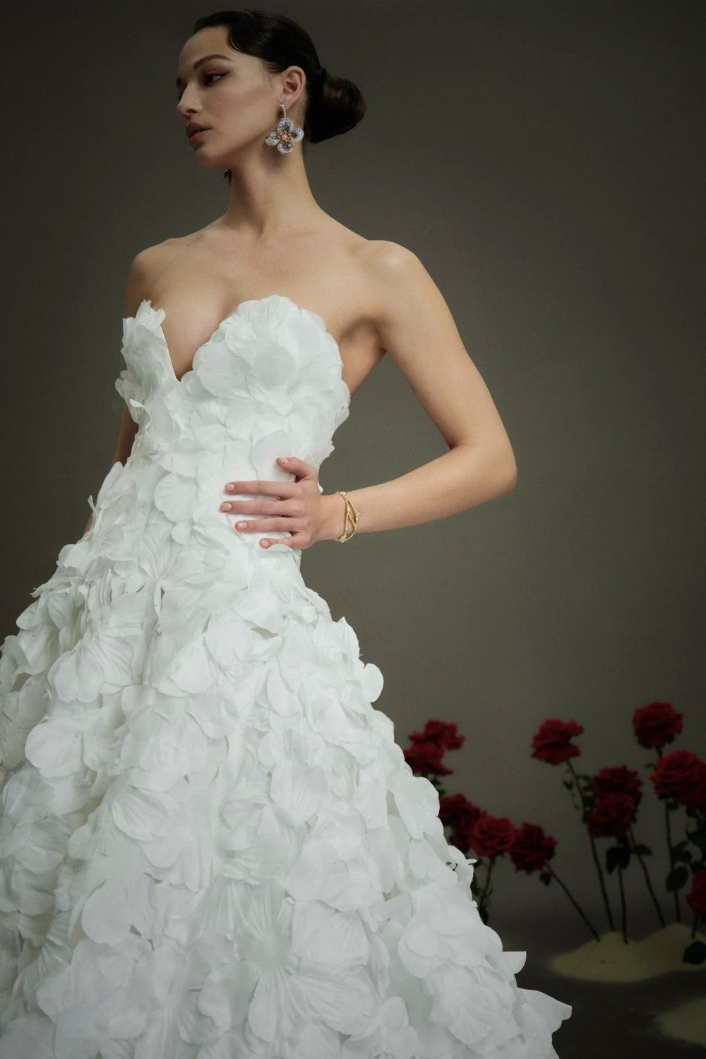 Dramatic And Romantic Hand-Cut 3D Floral Ball Gown by Nicole + Felicia — image 2 of 4