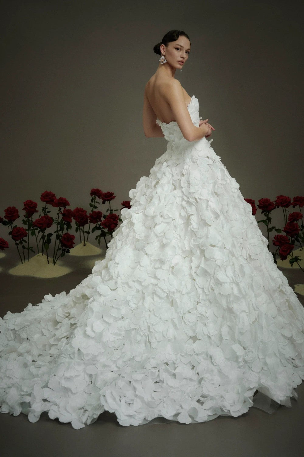 Dramatic And Romantic Hand-Cut 3D Floral Ball Gown by Nicole + Felicia — image 3 of 4