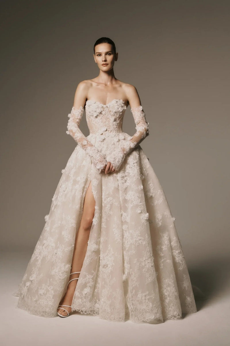 Dramatic Lace Ball Gown With Sleeves